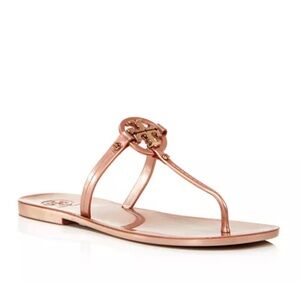 Tory Burch Pink and Gold Sandals Elegant Thong Style